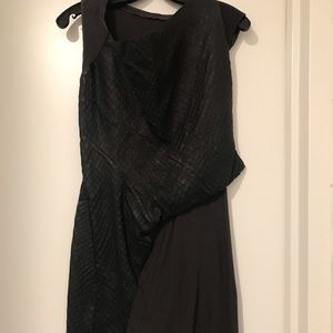 Alessandra Marchi Gray Leather and Silk Dress. Size 40 (US SM/4).